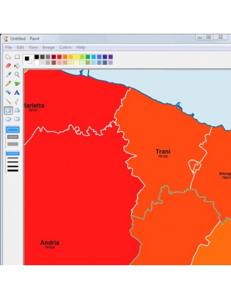 Mappa dei comuni e CAP della provincia di Barletta jpg