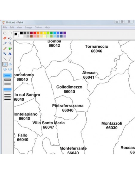 Mappa dei comuni e CAP della provincia di Chieti jpg