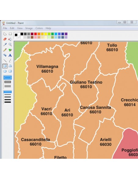 Mappa dei comuni e CAP della provincia di Chieti jpg