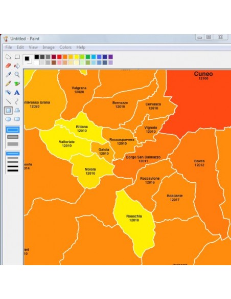 Mappa dei comuni e CAP della provincia di Cuneo jpg