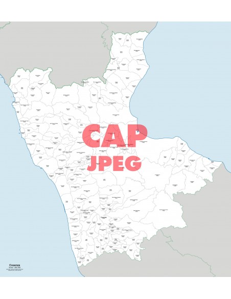 Mappa dei comuni e CAP della provincia di Cosenza jpg