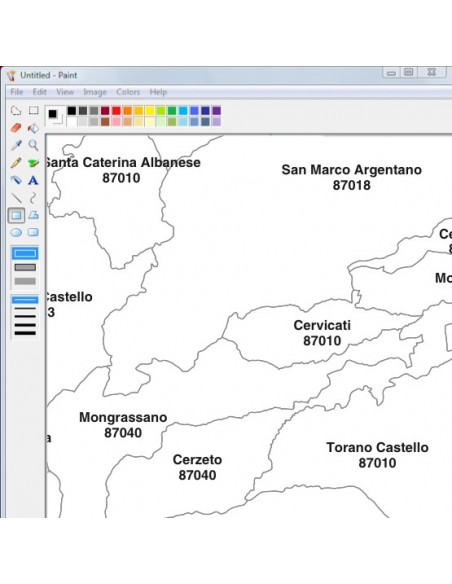 Mappa dei comuni e CAP della provincia di Cosenza jpg