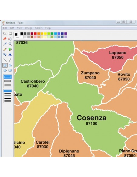 Mappa dei comuni e CAP della provincia di Cosenza jpg
