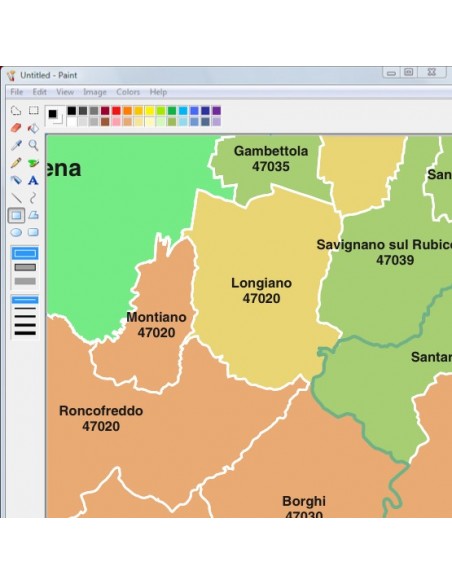 Mappa dei comuni e CAP della provincia di Forlì-Cesena jpg