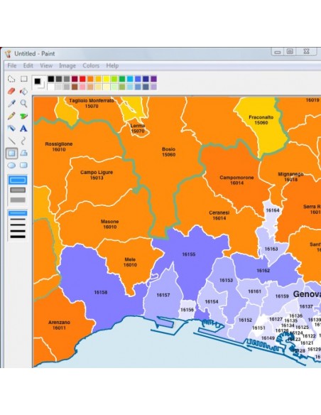 Mappa dei comuni e CAP della provincia di Genova jpg