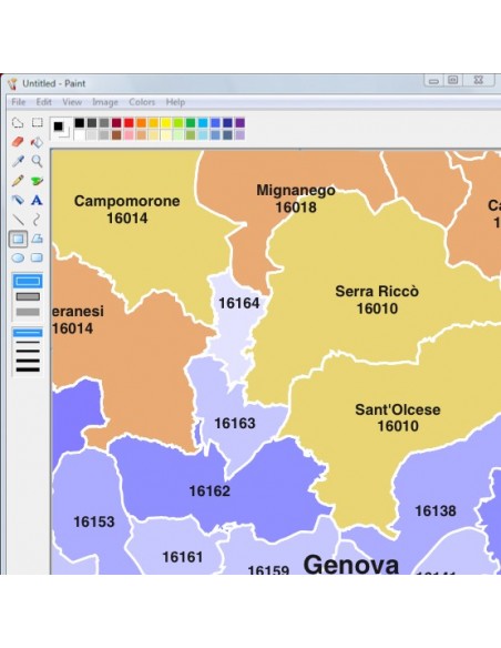 Mappa dei comuni e CAP della provincia di Genova jpg