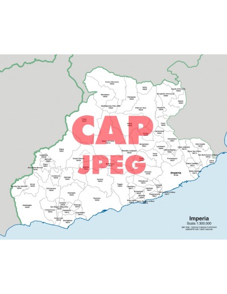 Mappa dei comuni e CAP della provincia di Imperia jpg