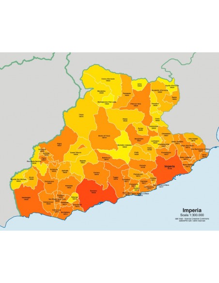 Mappa dei comuni e CAP della provincia di Imperia jpg