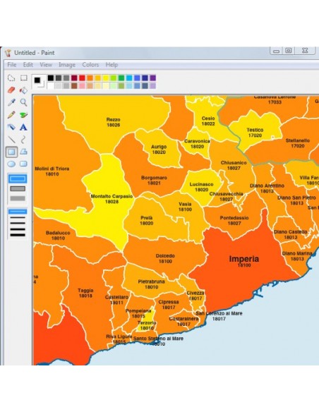 Mappa dei comuni e CAP della provincia di Imperia jpg