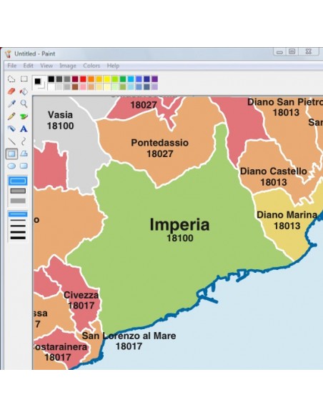 Mappa dei comuni e CAP della provincia di Imperia jpg