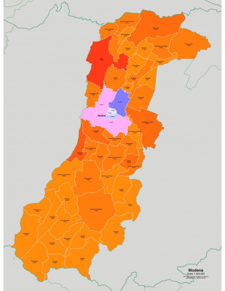 Mappa dei comuni e CAP della provincia di Modena jpg