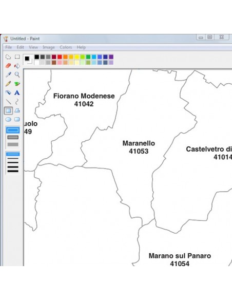 Mappa dei comuni e CAP della provincia di Modena jpg
