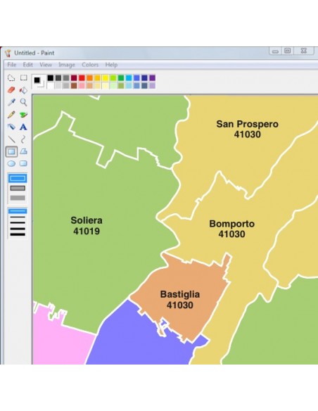 Mappa dei comuni e CAP della provincia di Modena jpg