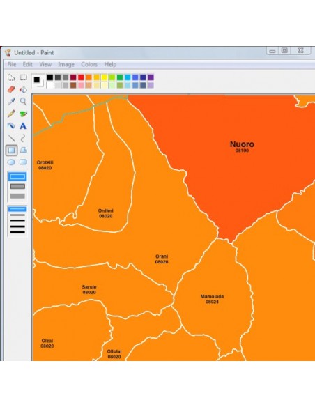 Mappa dei comuni e CAP della provincia di Nuoro jpg