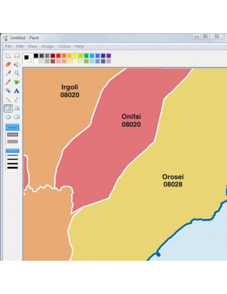 Mappa dei comuni e CAP della provincia di Nuoro jpg