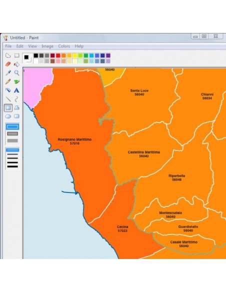 Mappa dei comuni e CAP della provincia di Pisa jpg