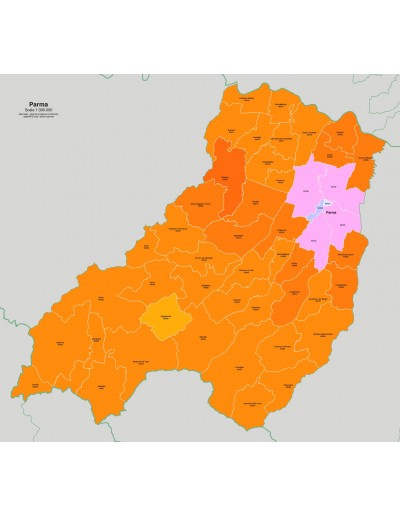 Mappa dei comuni e CAP della provincia di Parma...