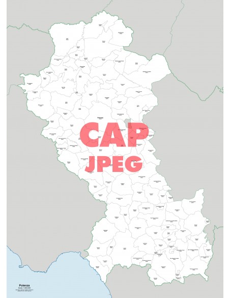 Mappa dei comuni e CAP della provincia di Potenza jpg