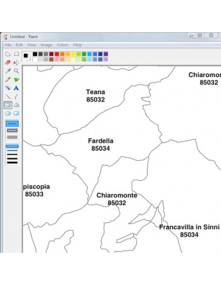 Mappa dei comuni e CAP della provincia di Potenza jpg