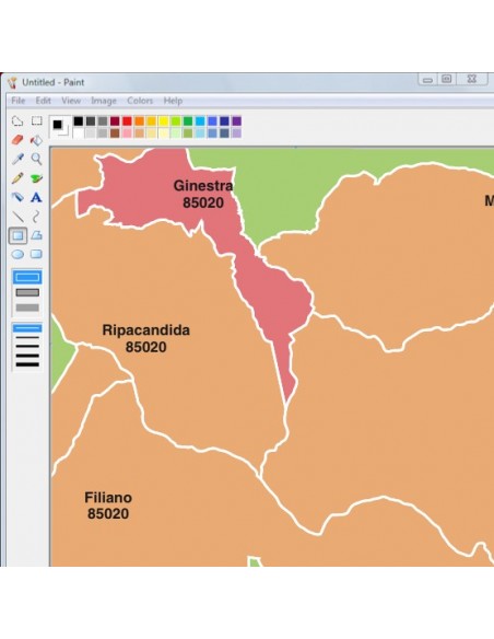 Mappa dei comuni e CAP della provincia di Potenza jpg