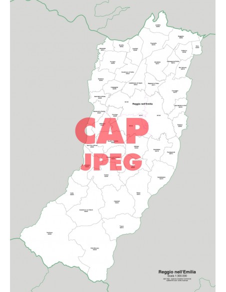 Mappa dei comuni e CAP della provincia di Reggio nell'Emilia jpg