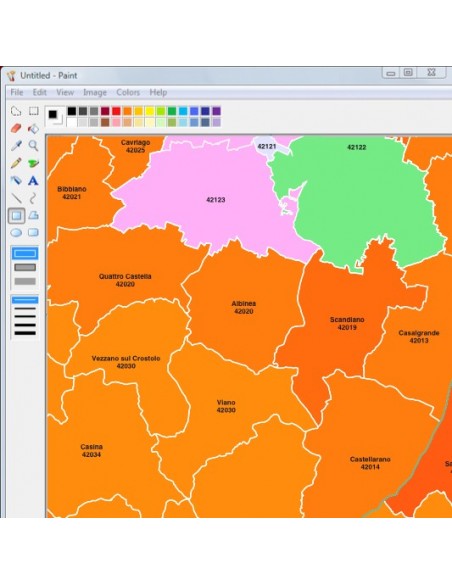 Mappa dei comuni e CAP della provincia di Reggio nell'Emilia jpg