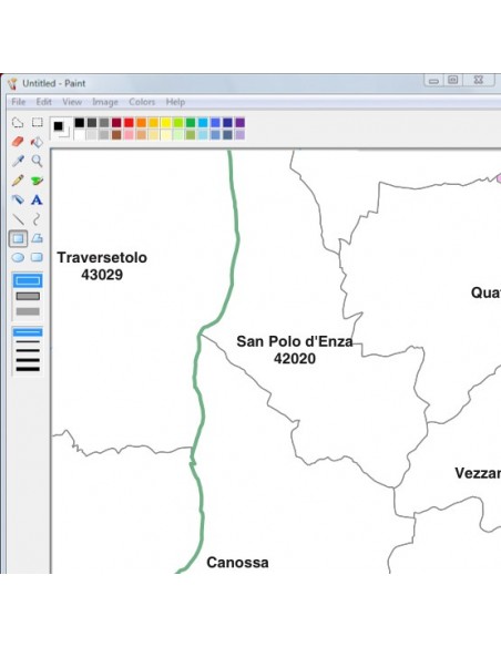 Mappa dei comuni e CAP della provincia di Reggio nell'Emilia jpg