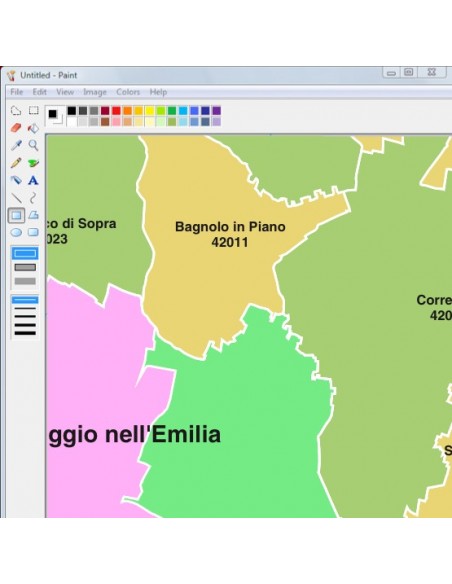 Mappa dei comuni e CAP della provincia di Reggio nell'Emilia jpg
