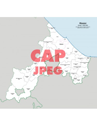 Mappa dei comuni e CAP della provincia di Rimini jpg