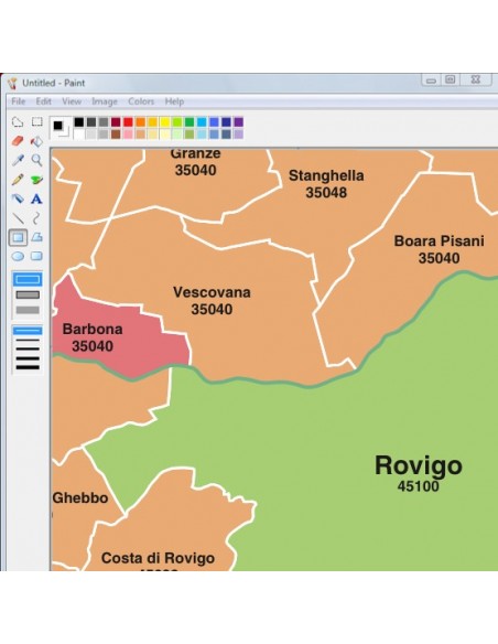 Mappa dei comuni e CAP della provincia di Rovigo jpg