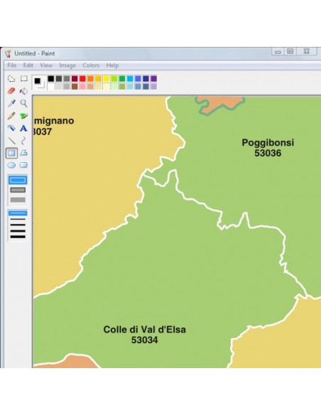 Mappa dei comuni e CAP della provincia di Siena jpg