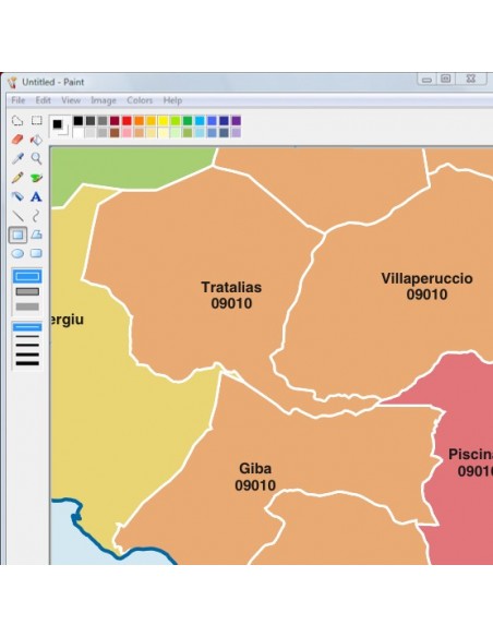 Mappa dei comuni e CAP della provincia Sud Sardegna jpg