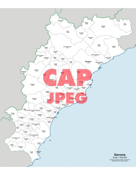Mappa dei comuni e CAP della provincia di Savona jpg