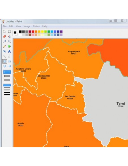 Mappa dei comuni e CAP della provincia di Terni jpg