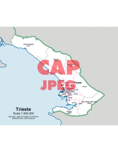 Mappa dei comuni e CAP della provincia di Trieste jpg