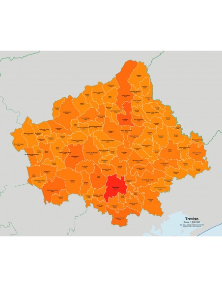 Mappa dei comuni e CAP della provincia di Treviso jpg