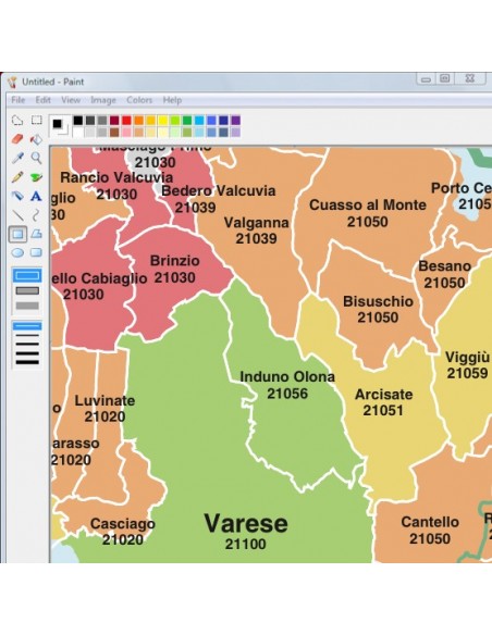 Mappa dei comuni e CAP della provincia di Varese jpg
