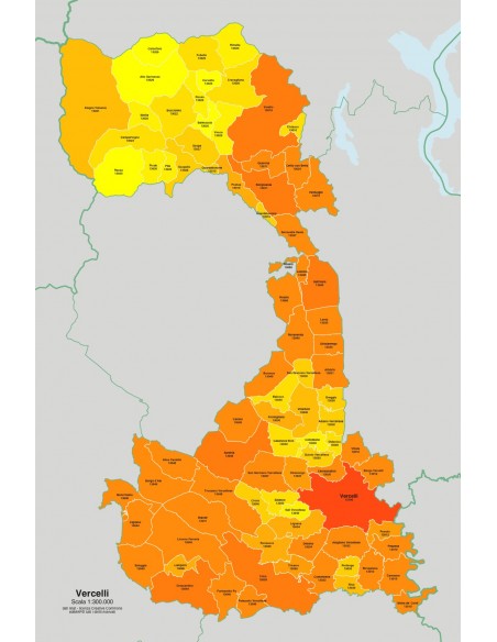 Mappa dei comuni e CAP della provincia di Vercelli jpg