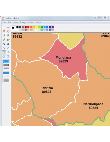 Mappa dei comuni e CAP della provincia di Vibo Valentia jpg