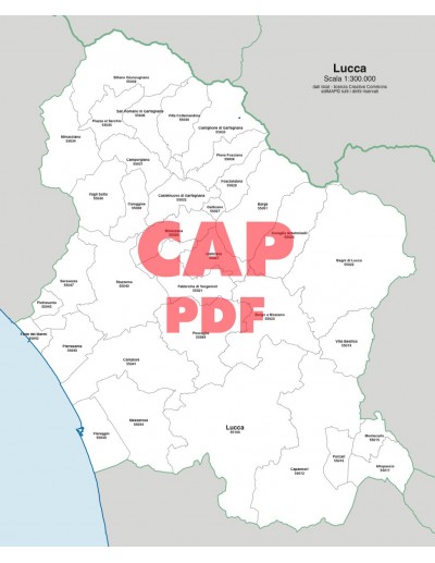 Mappa dei comuni e CAP della provincia di Lucca...