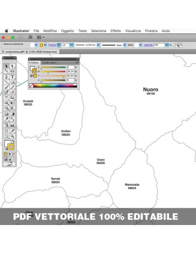 Mappa dei comuni e CAP della provincia di Nuoro...