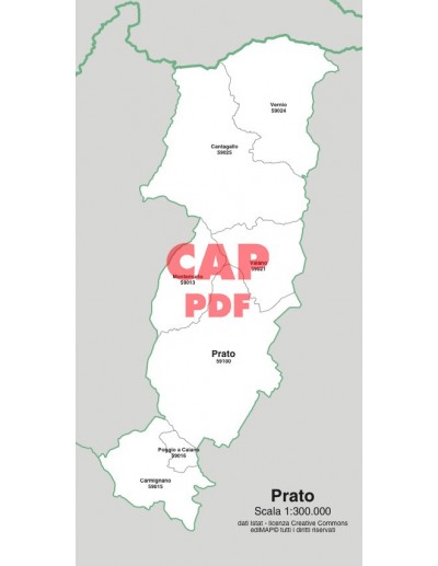 Mappa dei comuni e CAP della provincia di Prato...