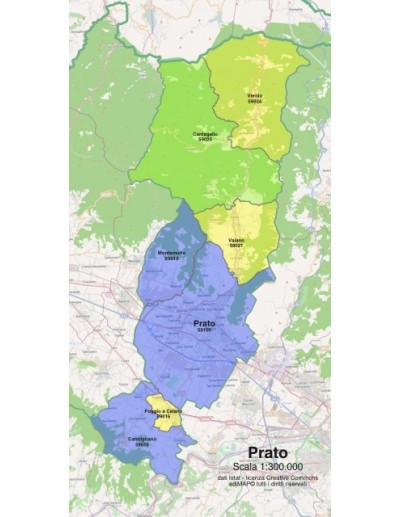 Mappa dei comuni e CAP della provincia di Prato...