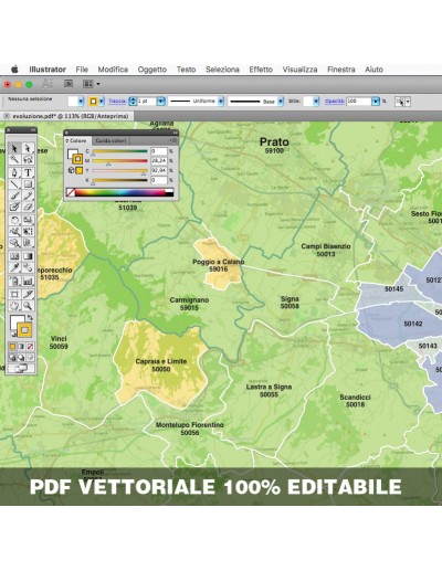 Mappa dei comuni e CAP della provincia di Prato...