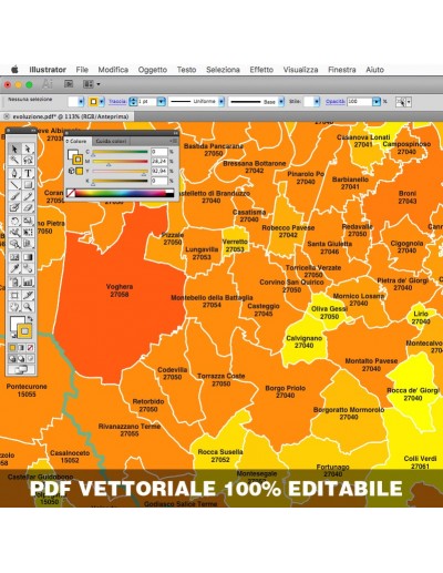 Mappa dei comuni e CAP della provincia di Pavia...