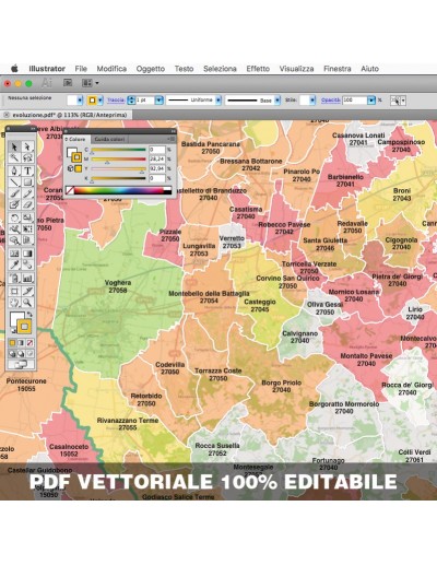 Mappa dei comuni e CAP della provincia di Pavia...