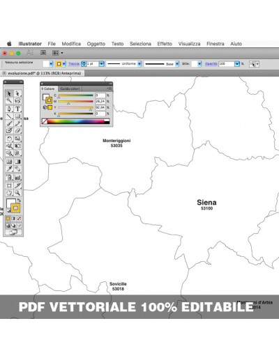 Mappa dei comuni e CAP della provincia di Siena...