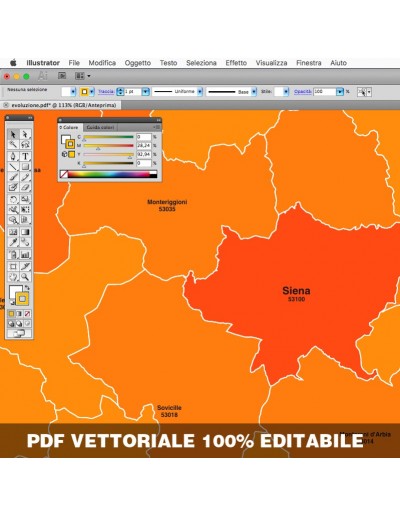 Mappa dei comuni e CAP della provincia di Siena...