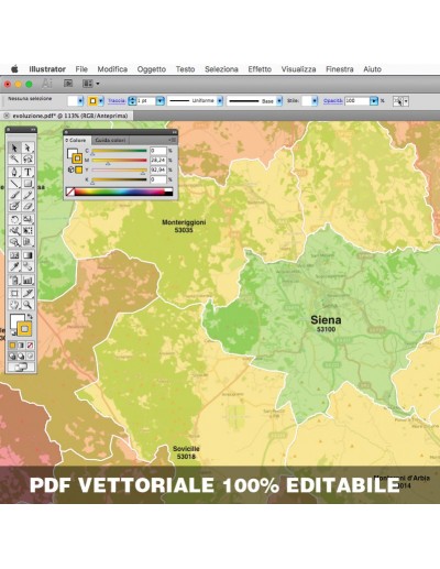 Mappa dei comuni e CAP della provincia di Siena...