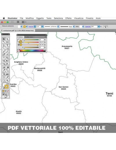 Mappa dei comuni e CAP della provincia di Terni...